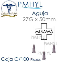 Aguja Misawa 27G x 50mm...