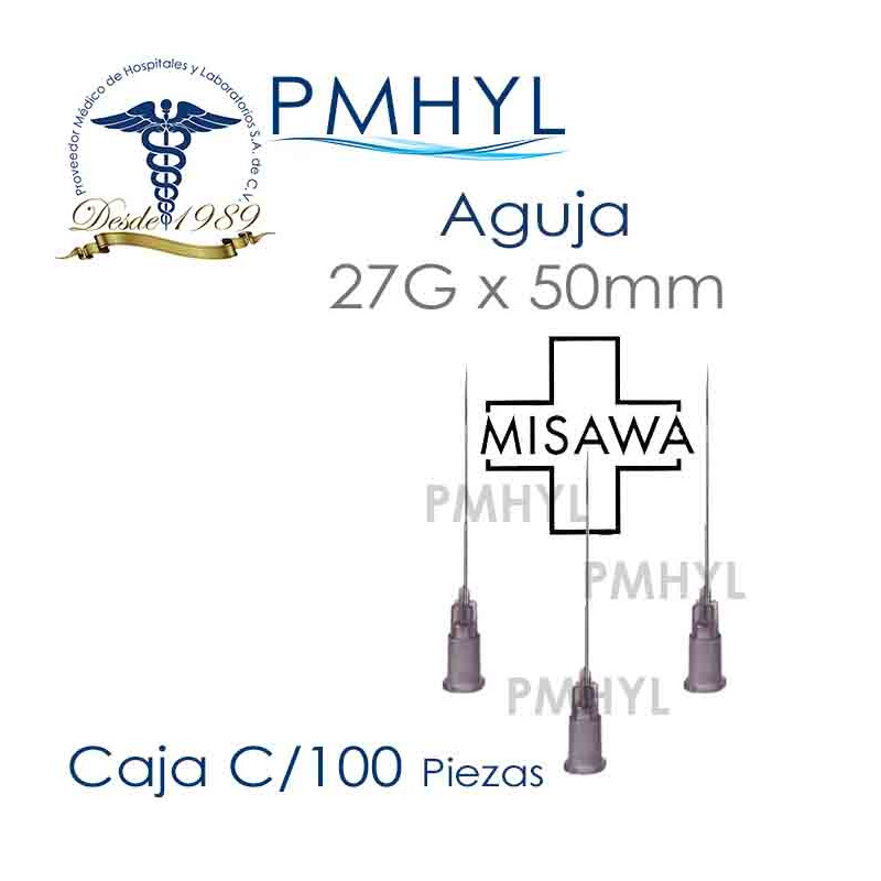 Aguja 27G x 50mm Hipodermica Misawa Disposable Needle | PMHYL