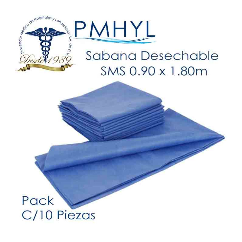 Sabana Desechable 0.90cm x 1.80m Tela SMS 35grs Pack C/10 Piezas | PMHYL