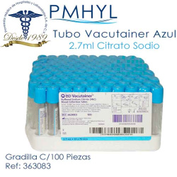 Tubo Vacutainer Azul BD 2.7ml Citrato de Sodio 363083 | PMHYL