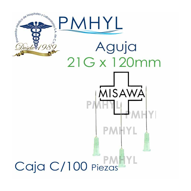 Aguja 21G x 120mm Hipodermica Misawa Disposable Needle | PMHYL