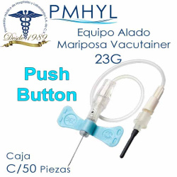 Mariposa Equipo Alado Vacutainer "Push Button" Azul 23G  Mangera de 7" Ref: 367336 Caja C/50 Pzas BD | PMHYL