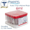 Tubo Vacutainer Rojo 6ml Gradilla C/100 Pzas | PMHYL