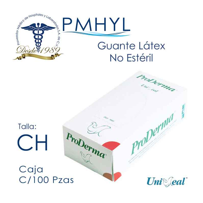 Guante Proderma Uniseal Látex No Estéril Caja C/100 piezas | PMHYL