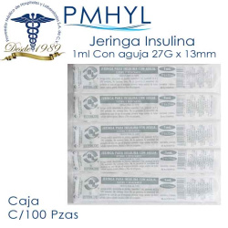 Jeringa Para Insulina 1ml con Aguja 27G x 13mm C/200 Pzas Dentilab | PMHYL