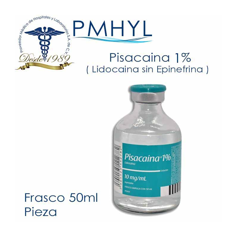 Pisacaina 1% ( lidocaína ) sin Epinefrina Mca. Pisa Frasco 50ml | PMHYL