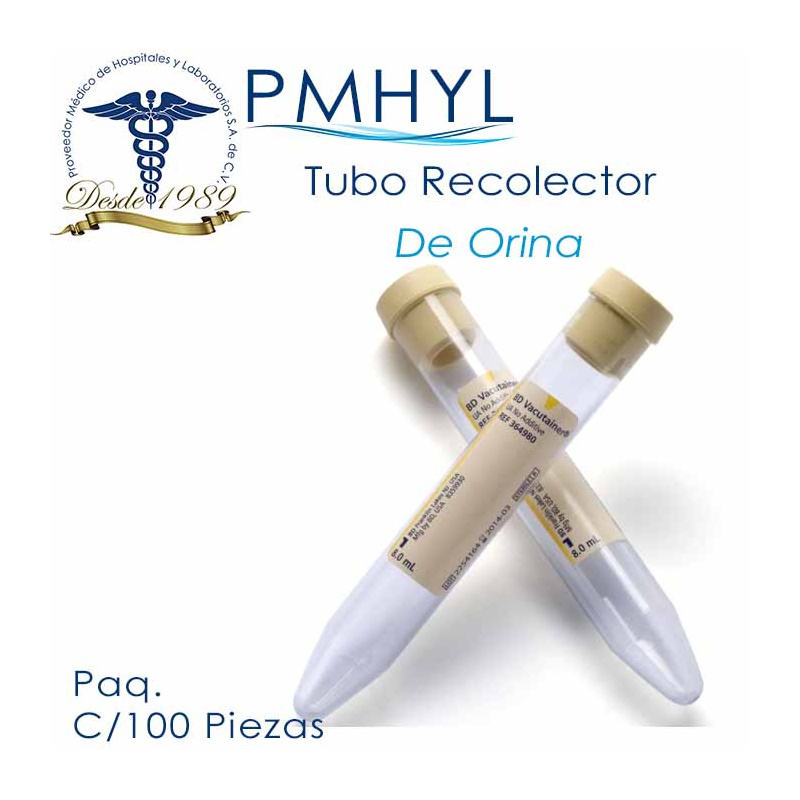 Tubo Recolector de Orina Vacutainer Cónico al vacío BD Ref: 364980 Gradilla C/100 Piezas | PMHYL