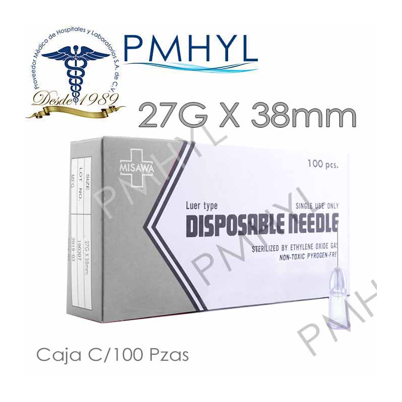 Aguja 27G x 38mm Hipodermica Misawa Disposable Needle | PMHYL