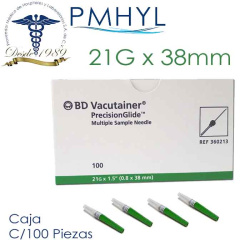 Aguja Vacutainer Toma Multiple Caja C/100 Pzas Codigos: 360211, 360213, 360215 | PMHYL