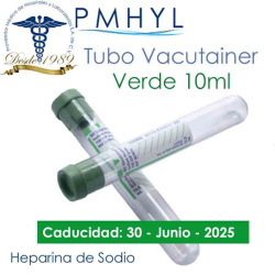 Tubo Vacutainer Verde Heparina Sodio 10ml Gradilla Ref: 367874 C/100 Pzas BD | PMHYL