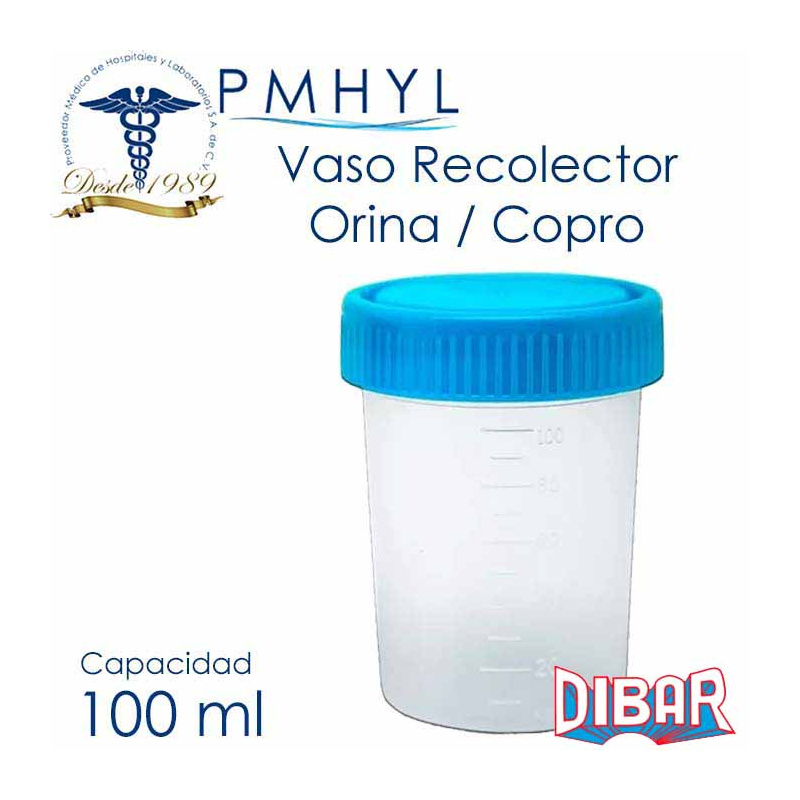 Vaso Recolector Orina / Copro Tapa Azul 100ml | PMHYL