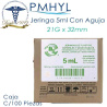 Jeringa 5ml con Aguja Verde 21G X 32mm Caja C/100 Pzas Dentilab DL | PMHYL