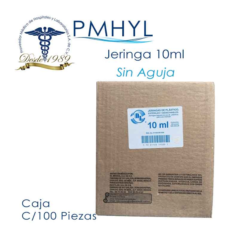 Jeringa 10ml sin Aguja Caja C/100 Pzas DL | PMHYL