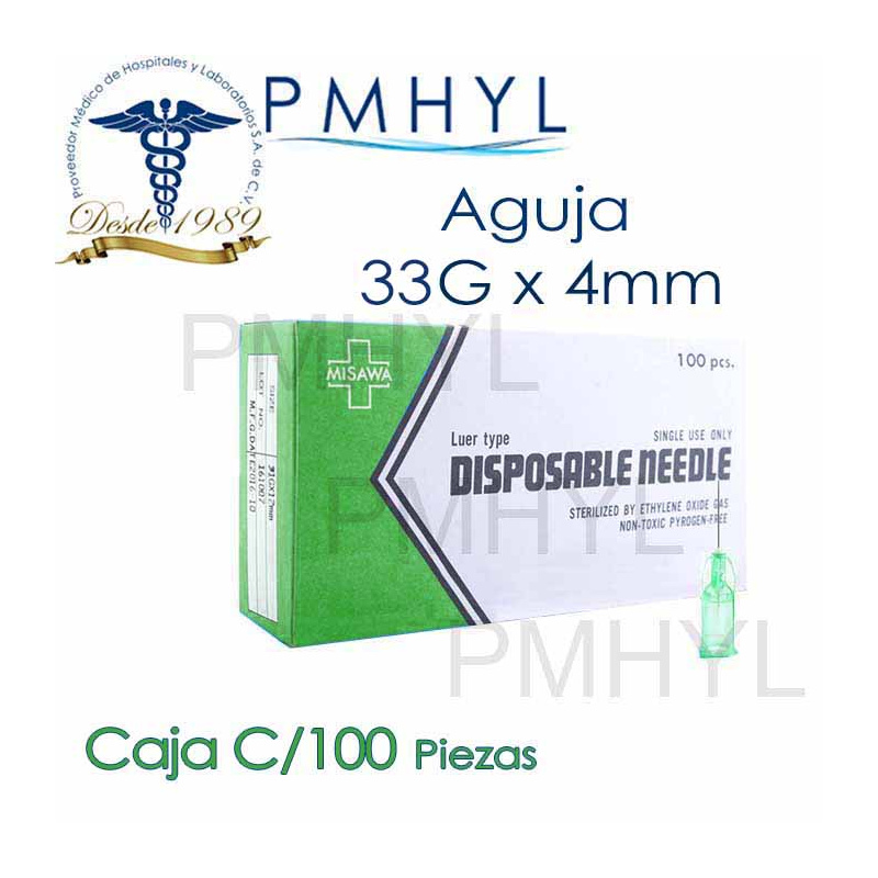 Aguja Misawa 33G x 4mm Hipodermica Para Mesoterapia Disposable Needle | PMHYL