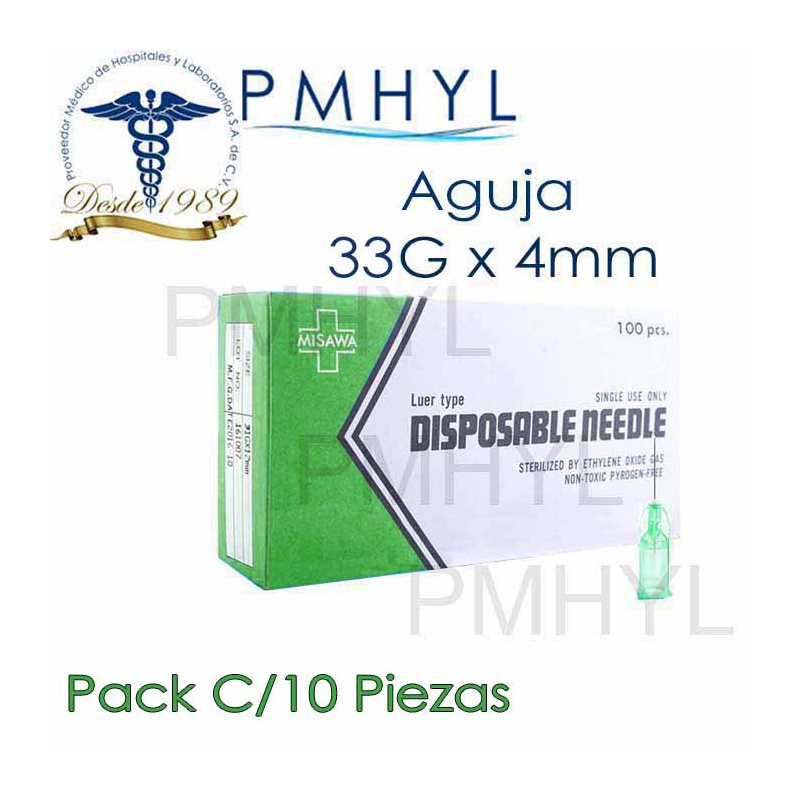 Aguja 33G x 4mm Hipodermica Para Mesoterapia Misawa Disposable Needle | PMHYL