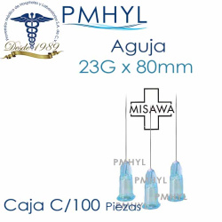 Aguja Misawa 23G x 80mm...