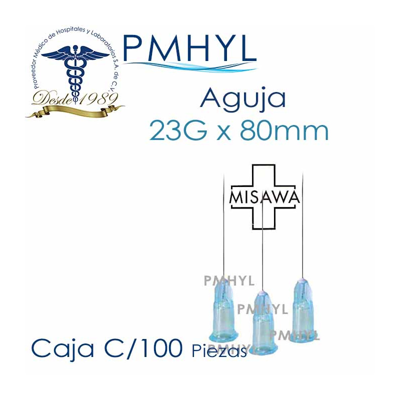 Aguja 23G x 80mm Hipodermica Misawa Disposable Needle| PMHYL