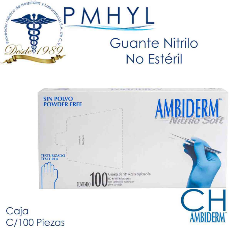 Guante Nitrilo Soft Ambiderm No Estéril Caja C/100 Piezas | PMHYL