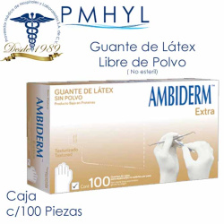 Guante Latex Sin Polvo Ambiderm Caja C/100 Piezas | PMHYL