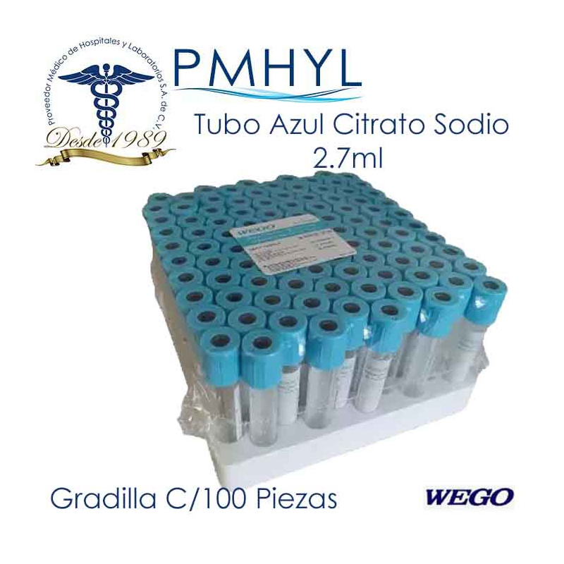 Tubo Azul Wego 2.7ml Citrato de Sodio Tipo Vacutainer P130753ML-B | PMHYL