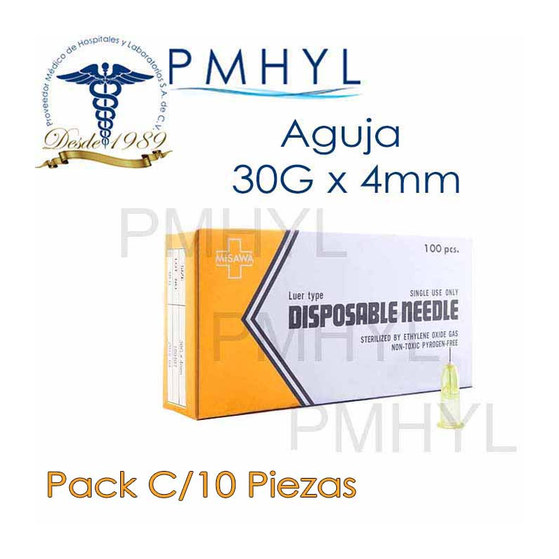 Aguja 30G x 4mm Hipodermica Para Mesoterapia Misawa Disposable Needle| PMHYL