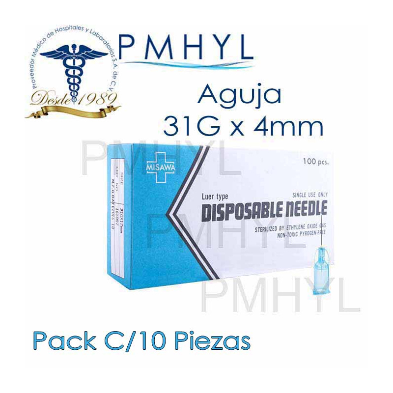 Aguja 31G x 4mm Hipodermica Para Mesoterapia Misawa Disposable Needle| PMHYL