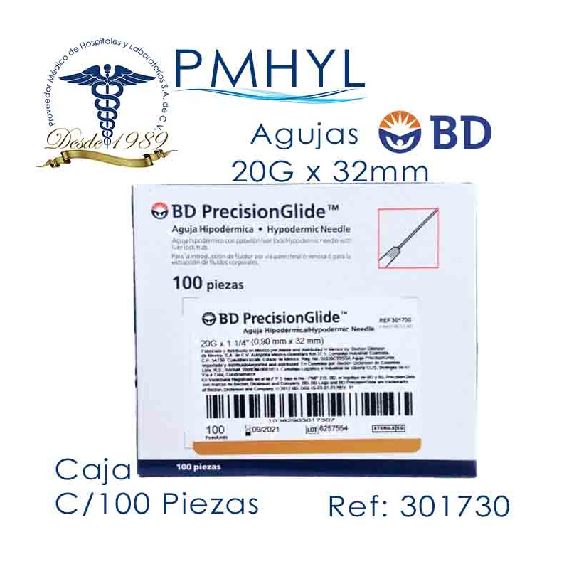 Aguja Hipodermica BD Caja C/100 Piezas | PMHYL