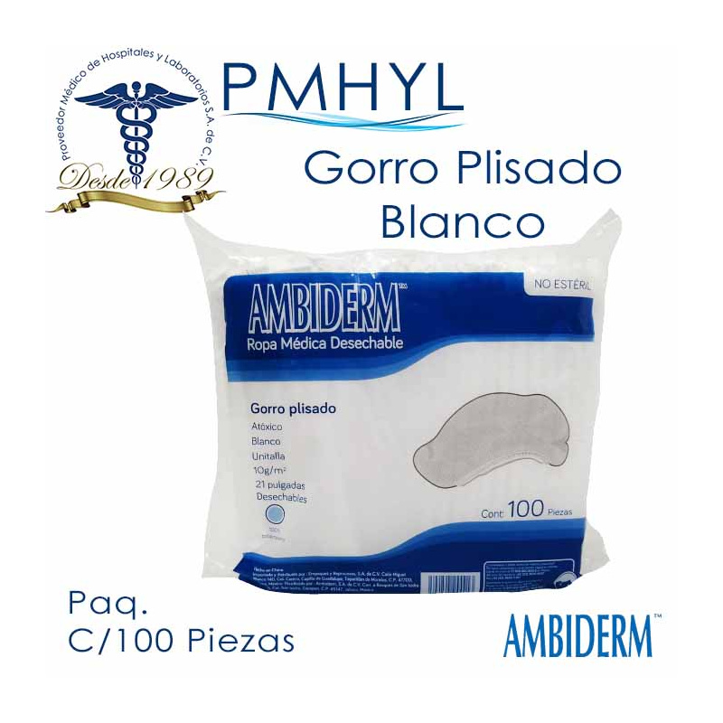 Gorro Cofia Plisado Ambiderm Tipo Acordeon C/100 Piezas | PMHYL