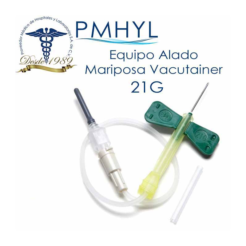 Mariposa Equipo Alado Vacutainer Verde 21G  Mangera de 7" Ref: 367287 BD  | PMHYL