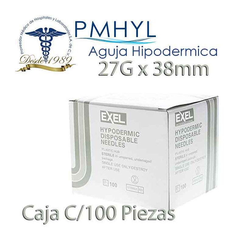 Aguja Exel 27G x 1-1/2" (38mm) - Caja de 100 Piezas | PMHYL