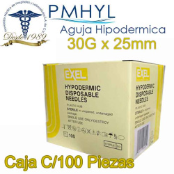 Aguja Exel 30G x 25mm Caja de 100 Piezas | PMHYL