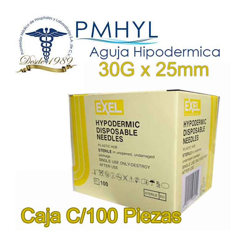 Aguja 30G x 25mm Exel Caja de 100 Piezas | PMHYL