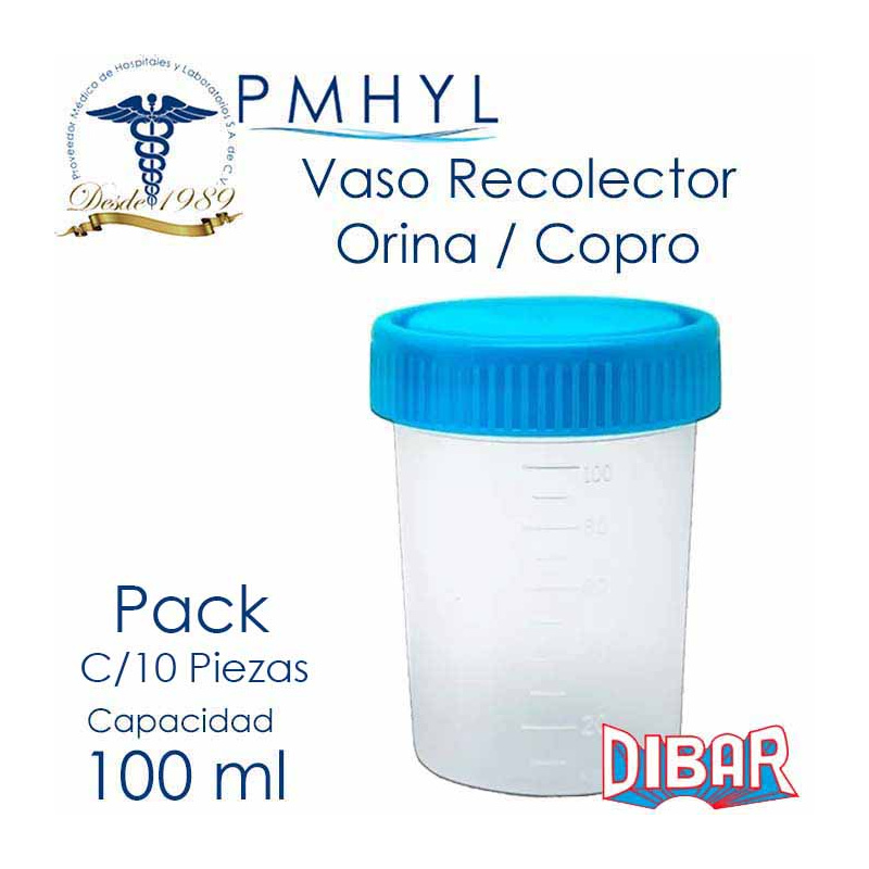 Vaso Recolector Orina / Copro Dibar Tapa Azul 100ml | PMHYL
