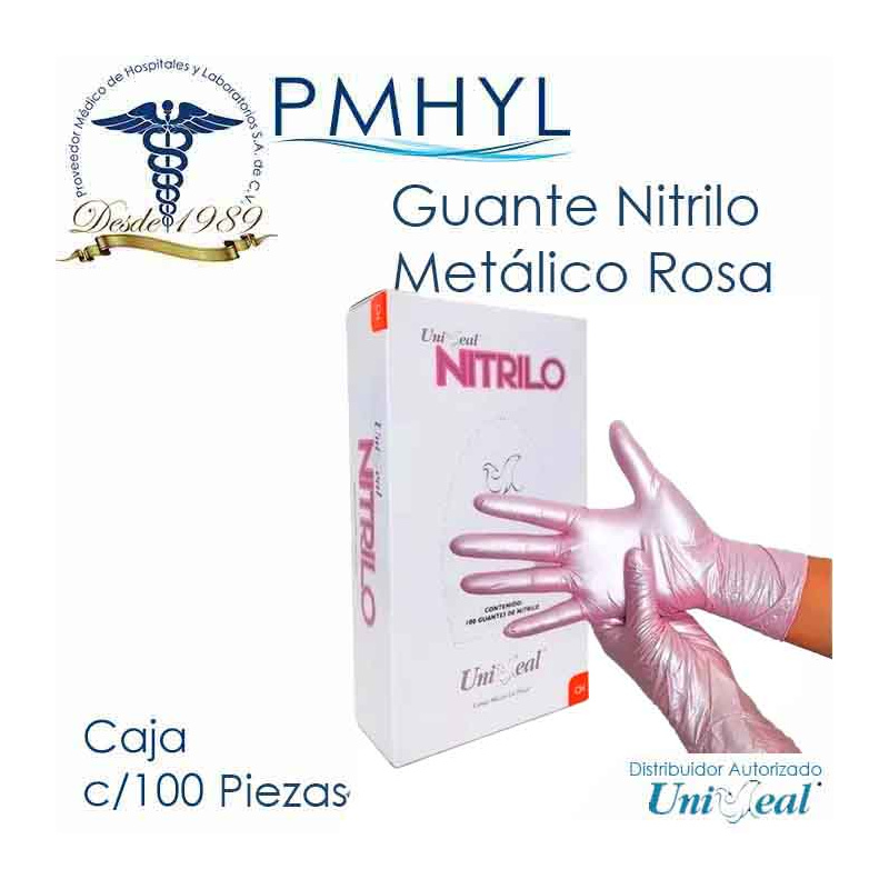 Guante Nitrilo Metalico Libre de Polvo Uniseal Caja C/100 Pzas | PMHYL