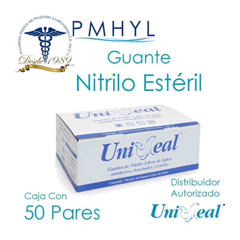 Guante Nitrilo Estéril Uniseal Caja C/50 Pares | PMHYL