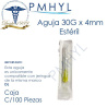 Aguja 30G x 4mm hipodermica ( 0.30mm x 5/32") DL C/100 Pzas | PMHYL