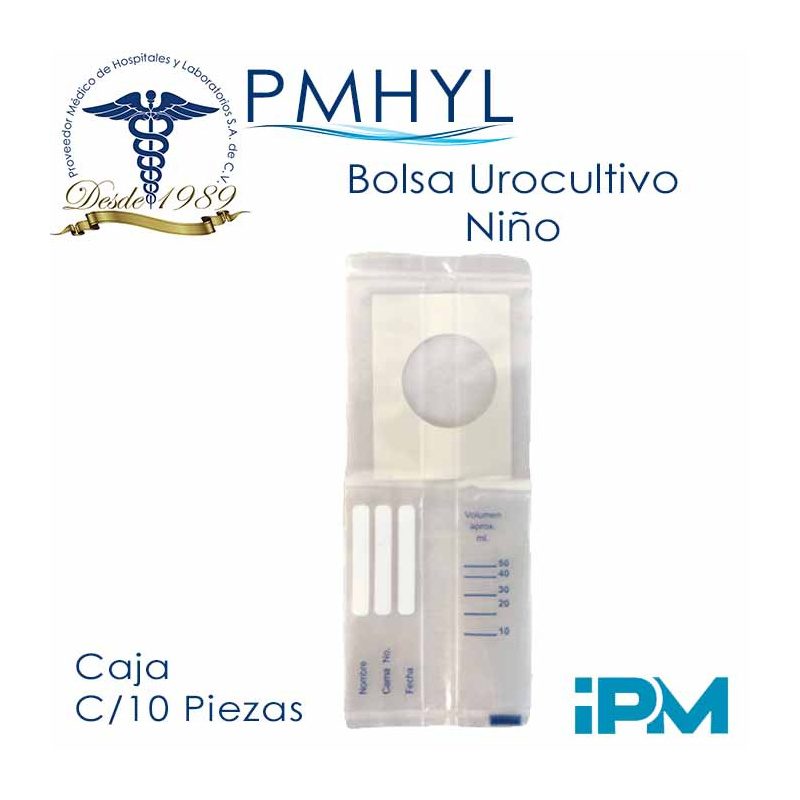 Bolsa Para Urocultivo Niño ( recolecoletora de orina ) 50ml marca IPM Paq. c/10 Piezas | PMHYL|