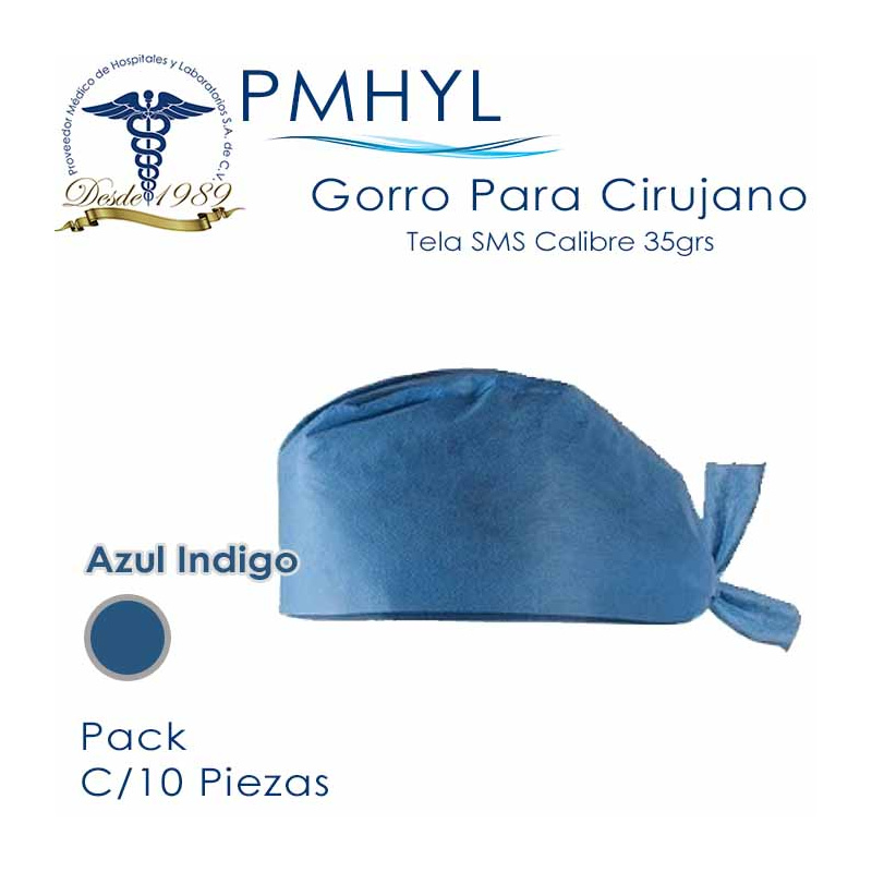 Gorro Para Cirujano Azul Indigo Desechable Tela SMS 20grs | PMHYL