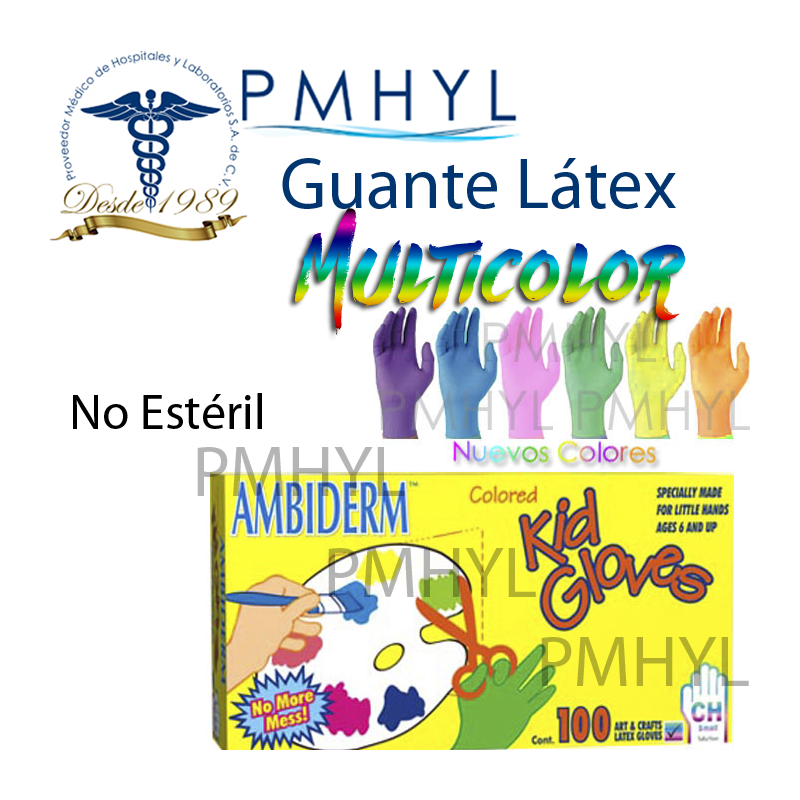 Guante Látex No Estéril Multicolor Ambiderm Kid Gloves Chico | PMHYL