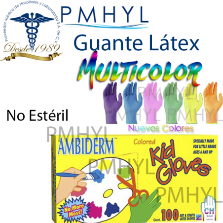 Guante Látex No Estéril Multicolor Ambiderm Kid Gloves Chico | PMHYL