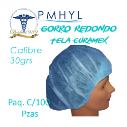 Gorro Redondo Desechable Tela Curamex Calibre 30Grs Paq. C/100 Piezas | PMHYL