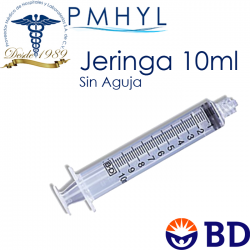 Jeringa 10ml sin Aguja Bd...