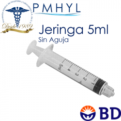 Jeringa 5ml sin aguja BD...