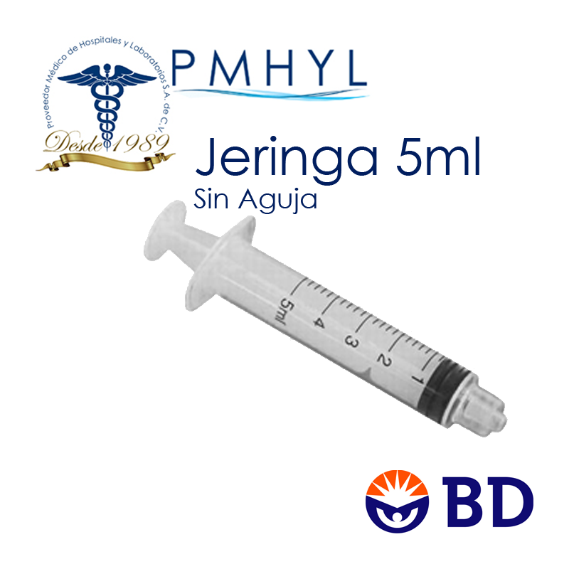 Jeringa 5ml sin aguja BD C/100 Piezas Ref: 302553| PMHYL