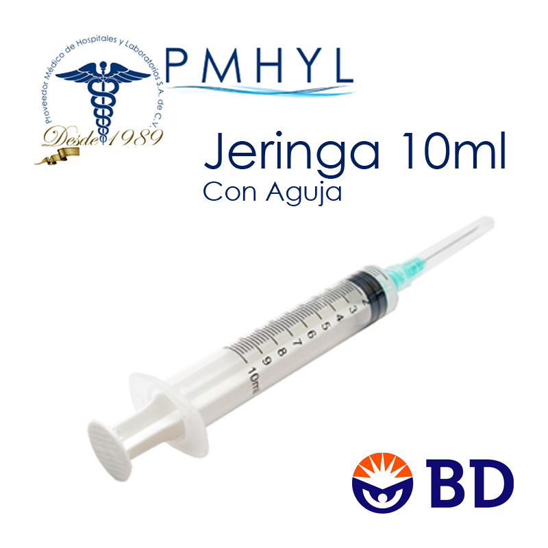 Jeringa 10ml Con Aguja BD C/100 Piezas | PMHYL