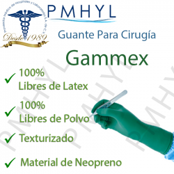 Guante cirujano Libre de Látex Gammex Sin Látex, Sin Polvo Ansell | PMHYL