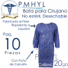 Bata para cirujano 20grs Tela SMS Repelente Paq. C/10 piezas | PMHYL