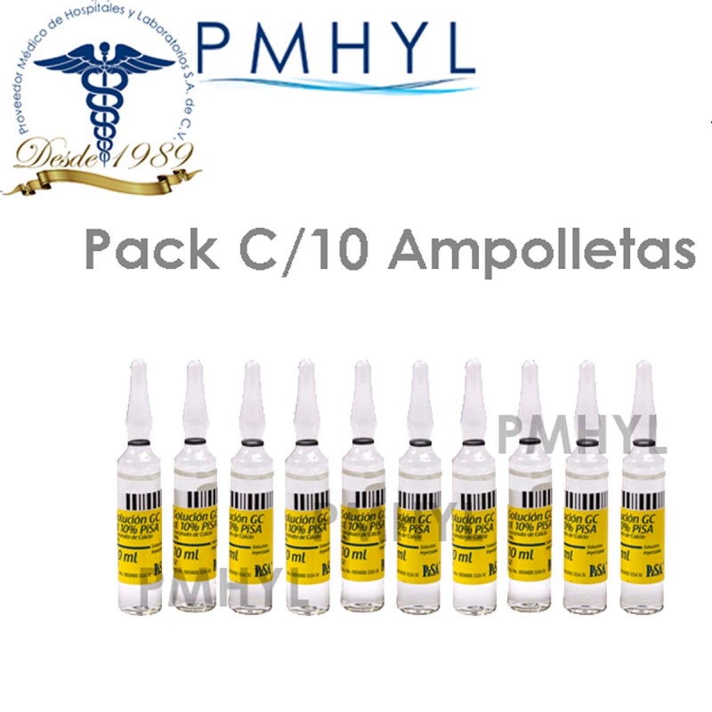 Gluconato de calcio al 10% Ampolleta 10ml | PMHYL