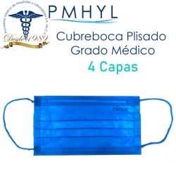Cubreboca Termosellado Plisado Unimask 4 Azul Cobalto Uniseal Caja c/50 Pzas| PMHYL