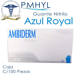 Guante Nitrilo Ambiderm Azul Royal No Estéril Texturizado Caja C/100 Piezas | PMHYL